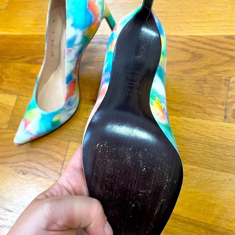 Stuart Weitzman Blue Colorful Multicolor Pattern Pumps